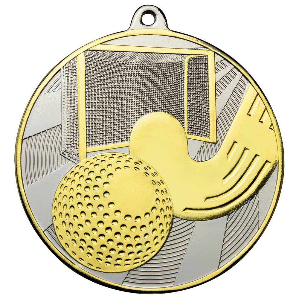 Premiership Field Hockey Medal Gold & Silver 60mm