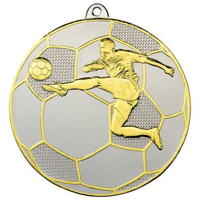 Premiership 'Striker' Football Medal Gold & Silver 70mm