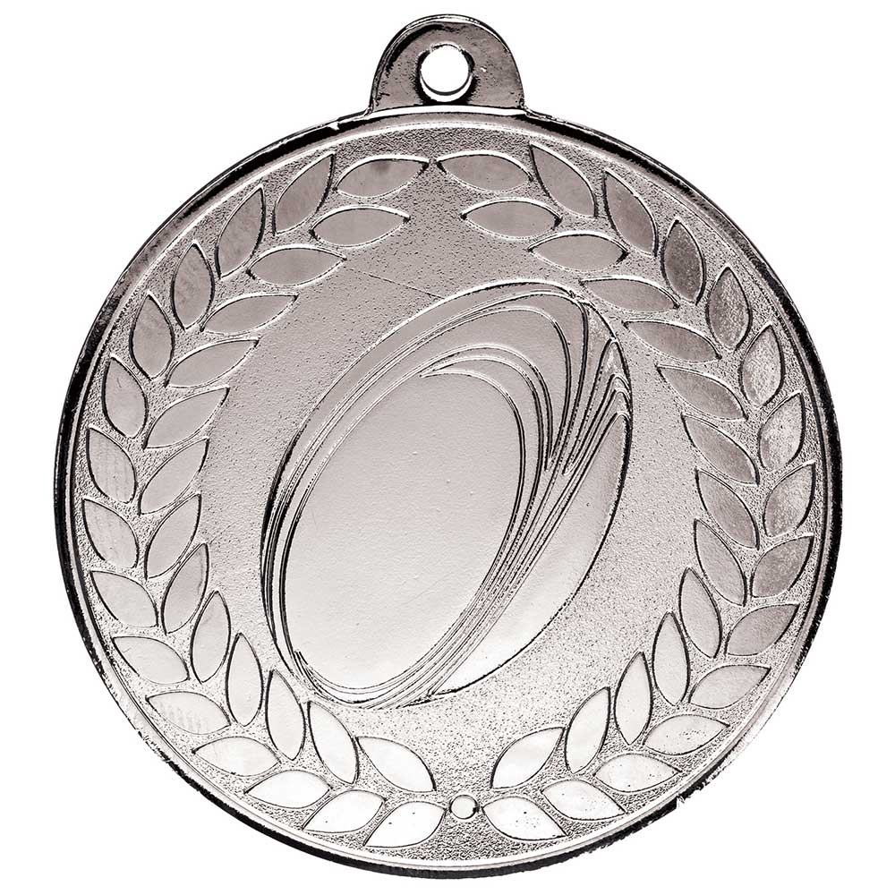 Aviator Rugby Medal Antique Silver 50mm