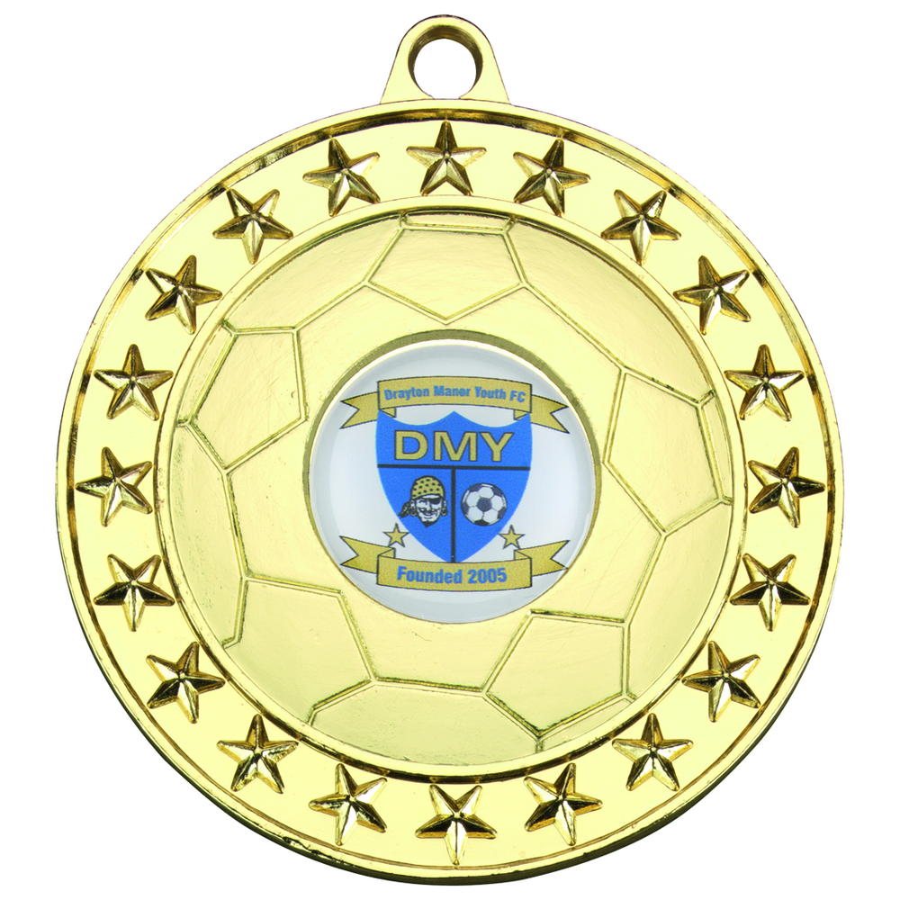 Football Medal Large (1in Centre) - Gold 2.75in