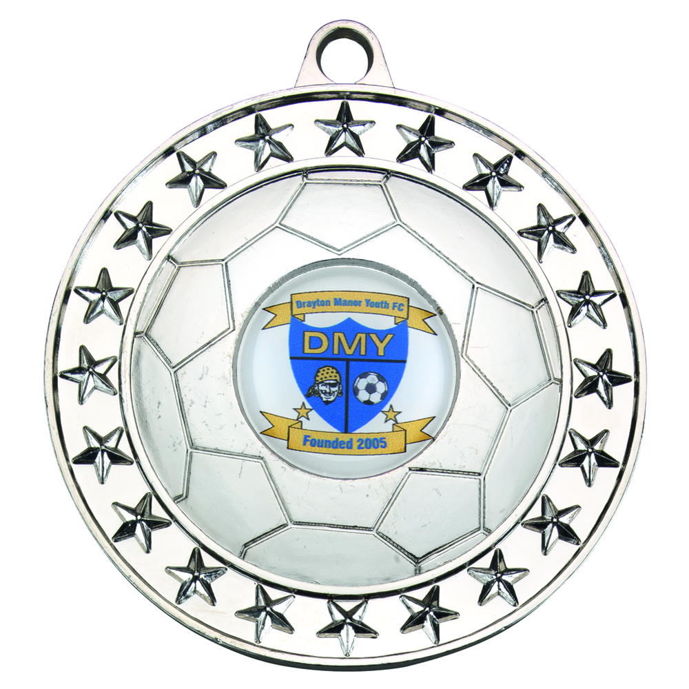 Football Medal Large (1in Centre) - Silv 2.75in