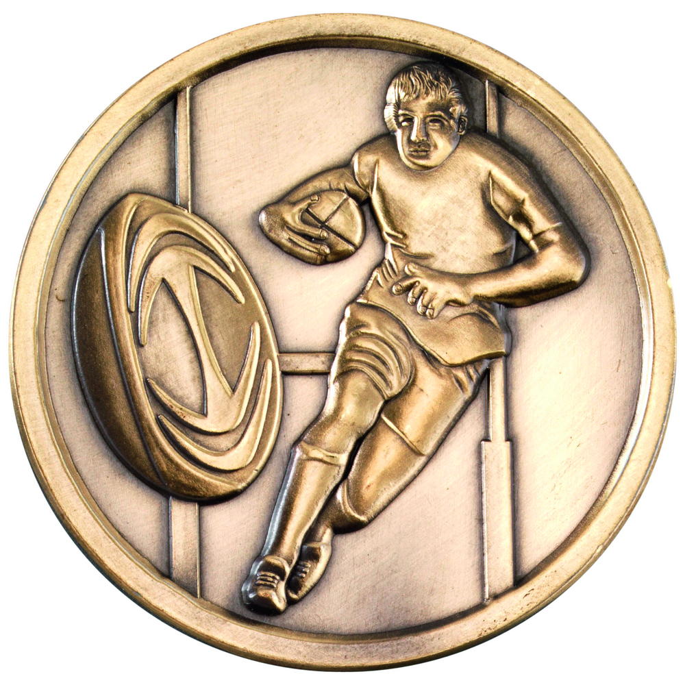 Rugby Medallion - Antique Gold 2.75in