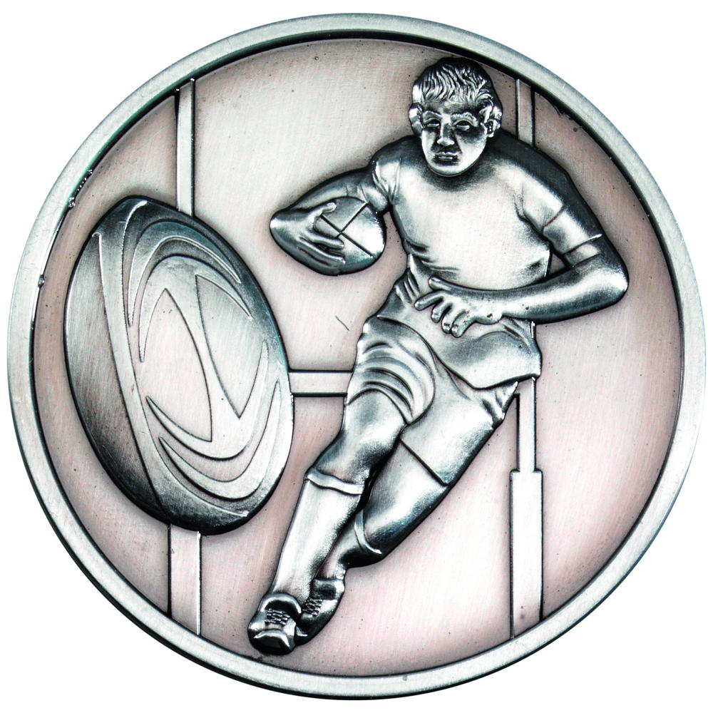 Rugby Medallion - Antique Silver 2.75in