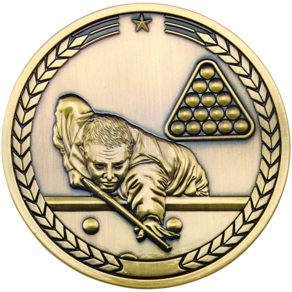 Pool/Snooker Medallion - Antique Gold 2.75in