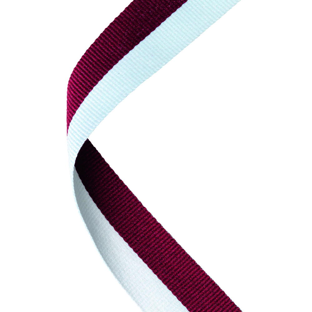 Medal Ribbon Maroon/White - 30 X 0.875in