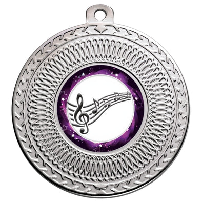 Music Silver Swirl 50mm Medal