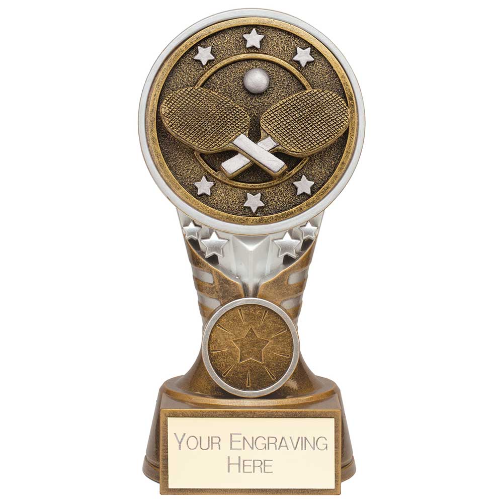Ikon Tower Table Tennis Award - Antique Silver & Gold