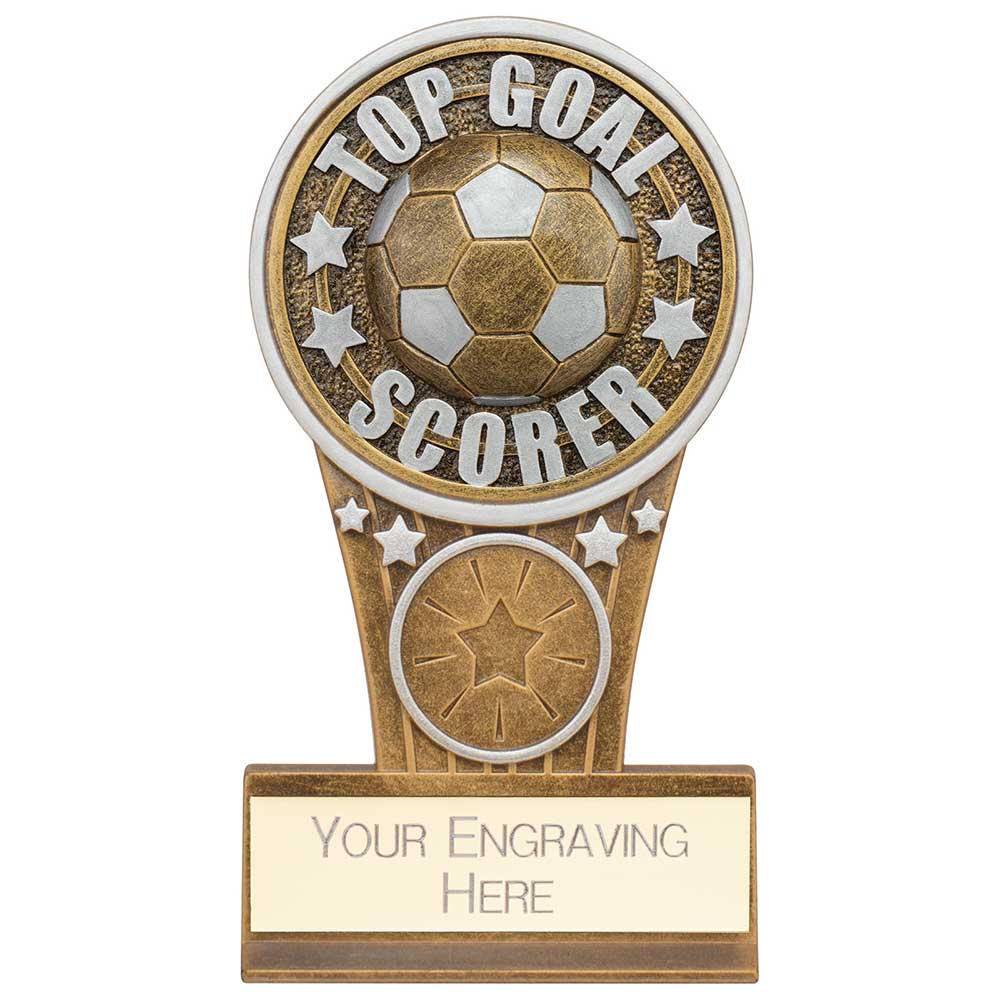 Ikon Football Tower Top Goal Scorer Award - Antique Silver & Gold