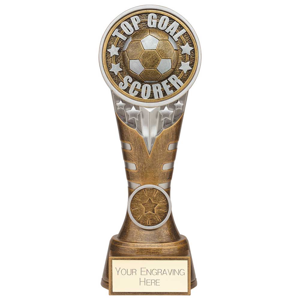 Ikon Football Tower Top Goal Scorer Award - Antique Silver & Gold