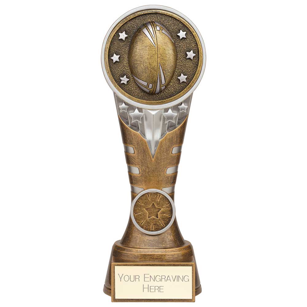 Ikon Tower Rugby Award - Antique Silver & Gold