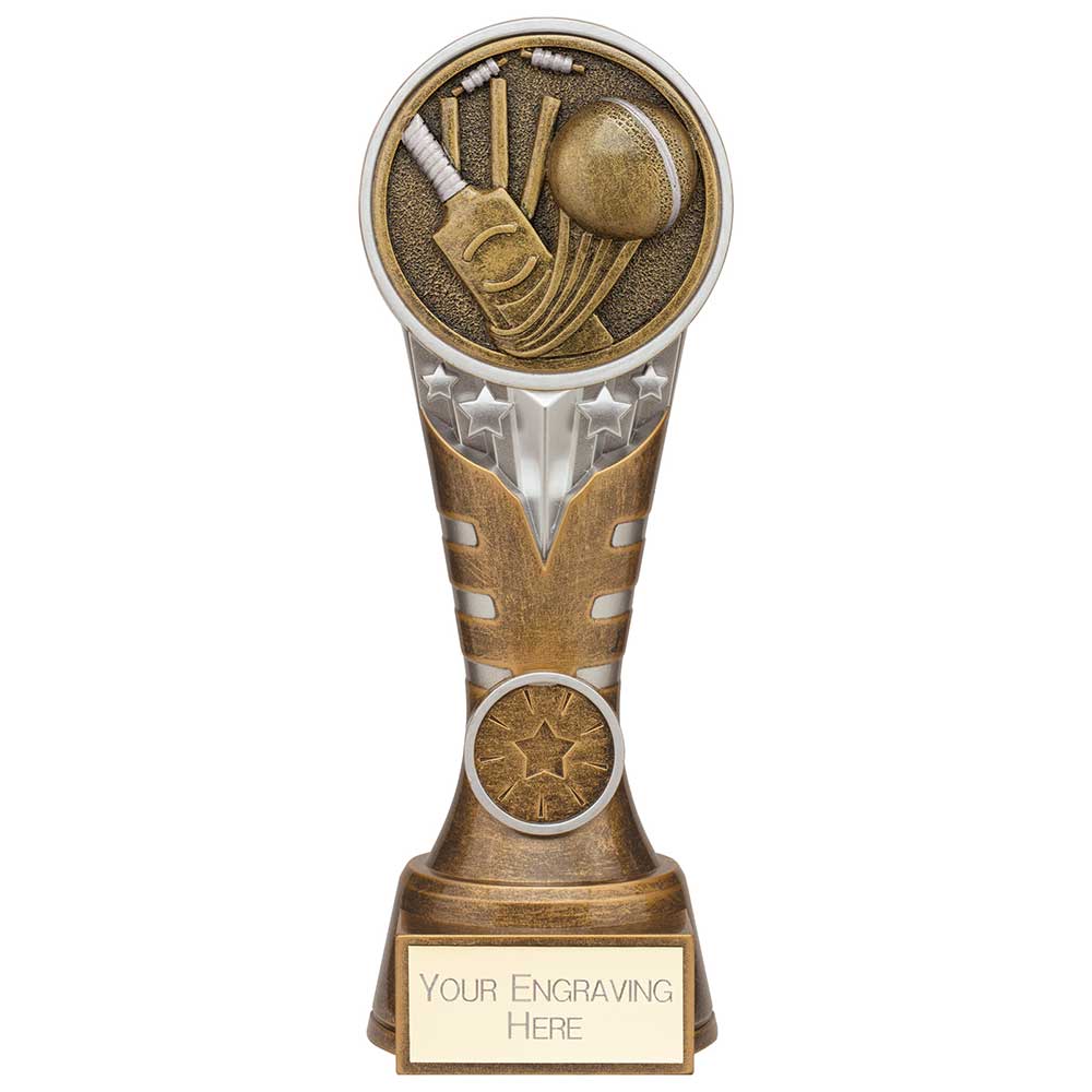 Ikon Tower Cricket Award Antique - Silver & Gold