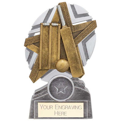 The Stars Cricket Plaque Award - Silver & Gold