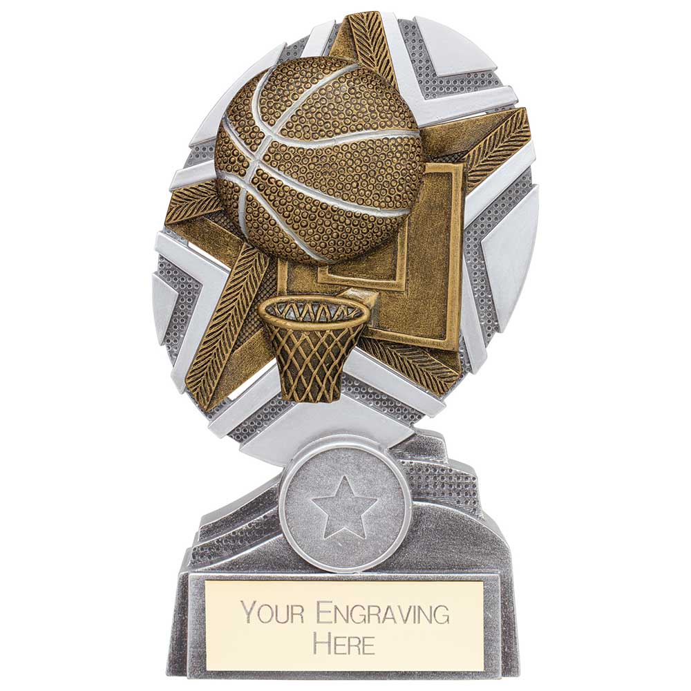The Stars Basketball Plaque Award - Silver & Gold