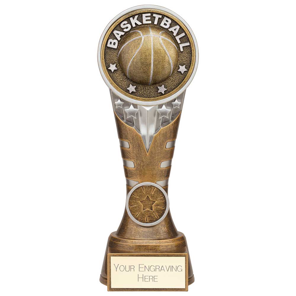 Ikon Tower Basketball Award - Antique Silver & Gold