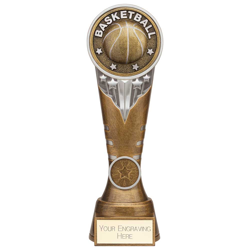 Ikon Tower Basketball Award - Antique Silver & Gold