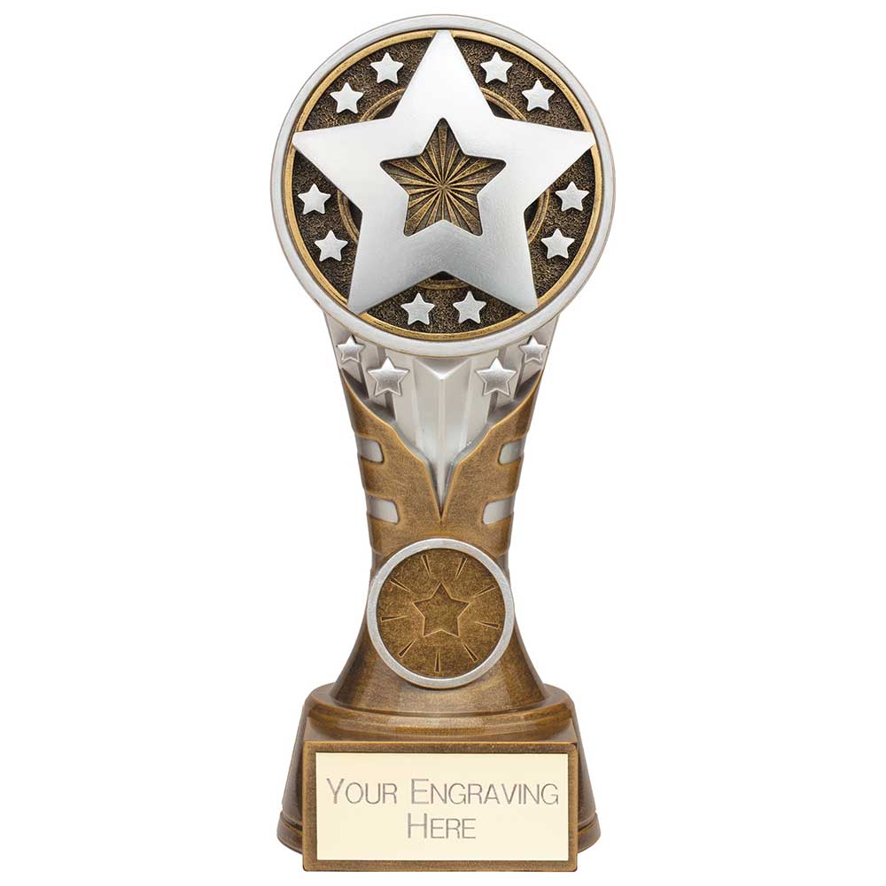 Ikon Tower Achievement Star Award - Antique Silver & Gold