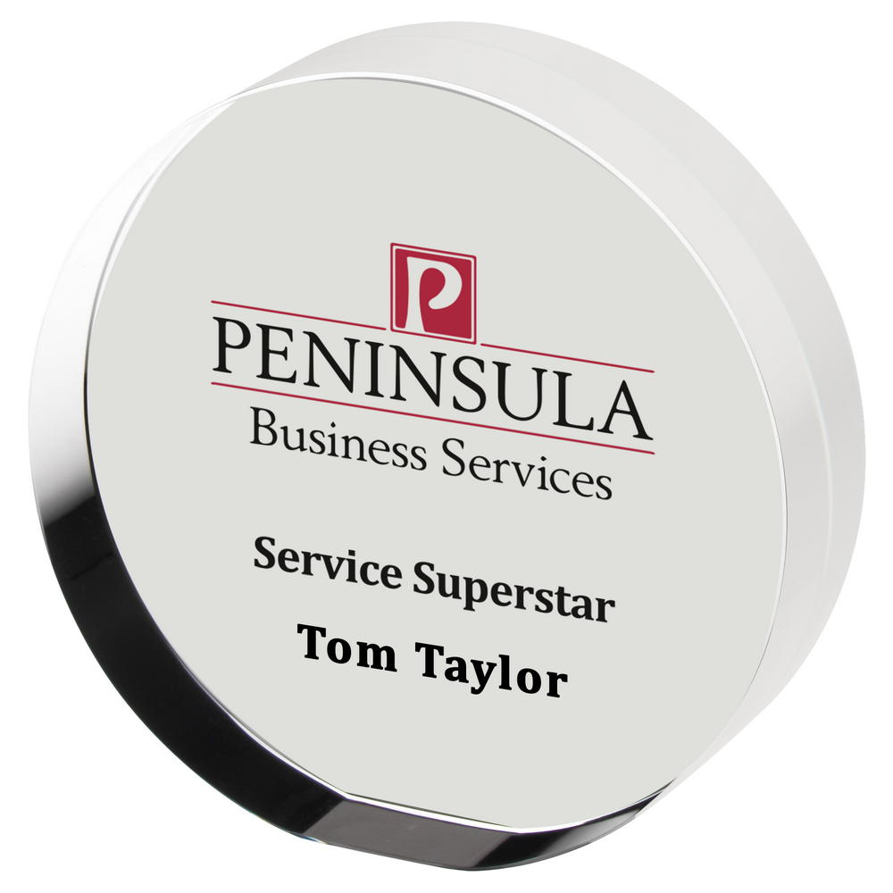 Personalised Glass Round Paperweight (Freestanding)