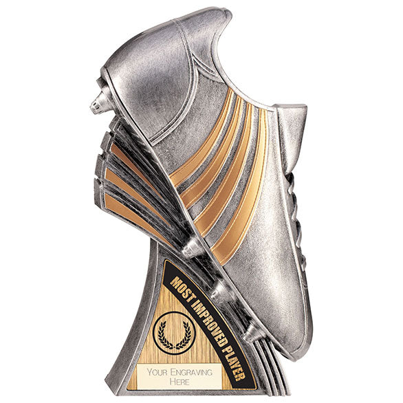 Power Boot Trophy - Football Most Improved Antique Silver