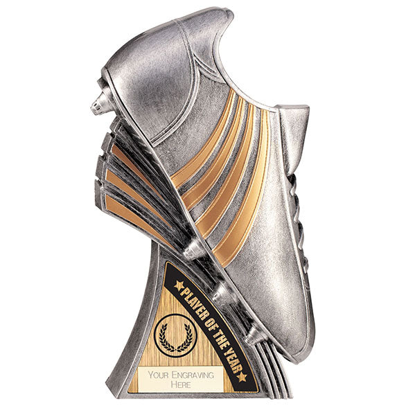 Power Boot Trophy - Football Player of Year Antique Silver 250mm