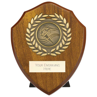 Victory Award Wreath Wooden Shield - Walnut