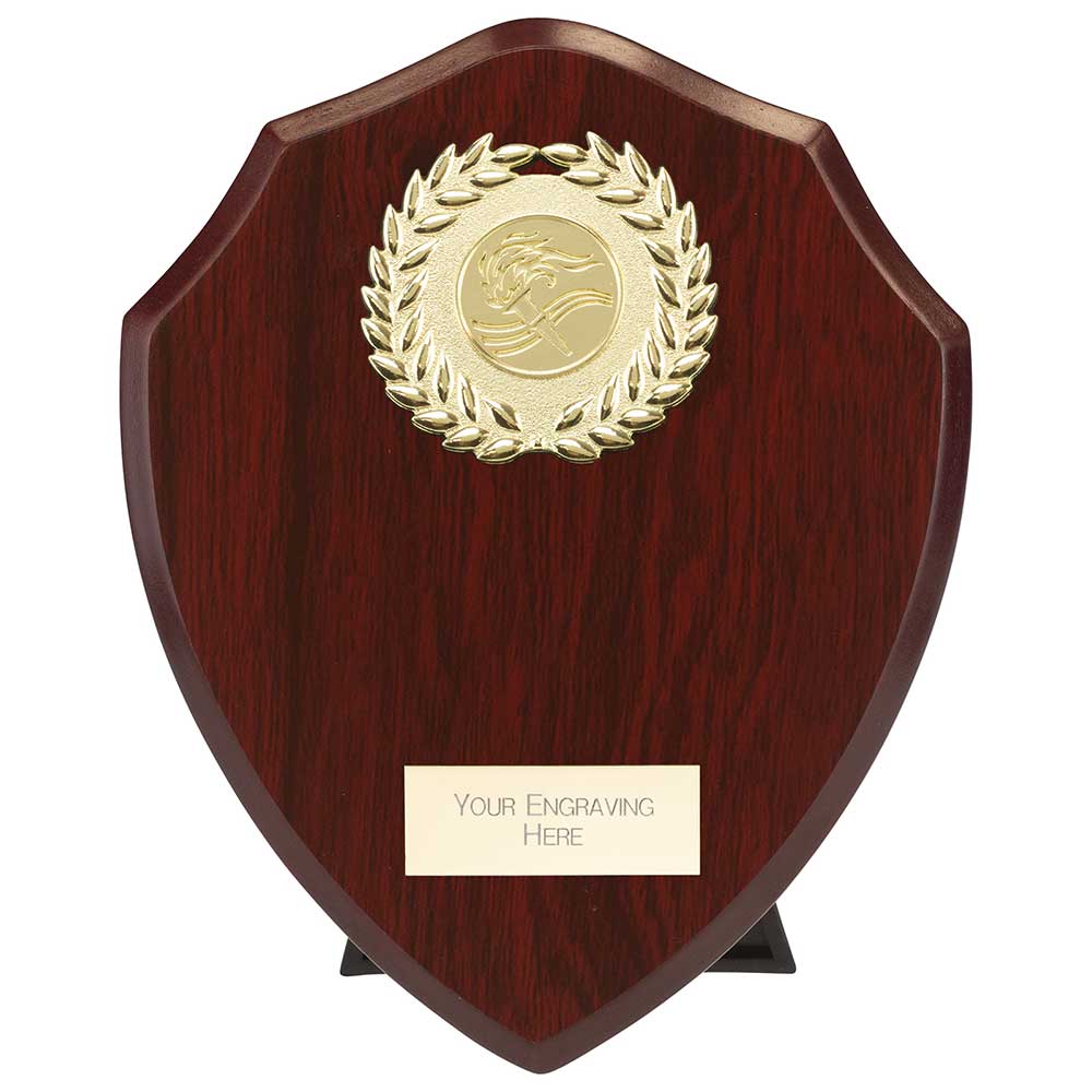 Victory Award Wreath Wooden Shield - Cracked Cherry