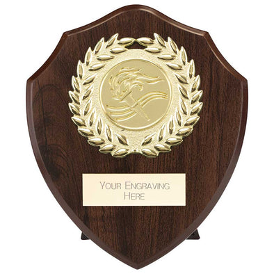 Victory Award Wreath Wooden Shield - Mahogany