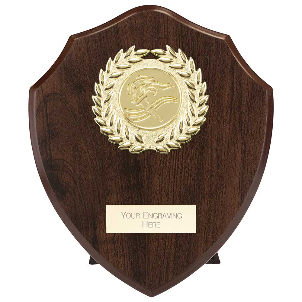 Victory Award Wreath Wooden Shield - Mahogany