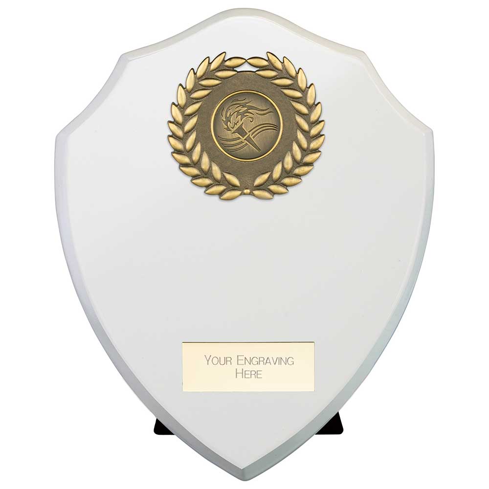Victory Award Wreath Wooden Shield - Arctic White
