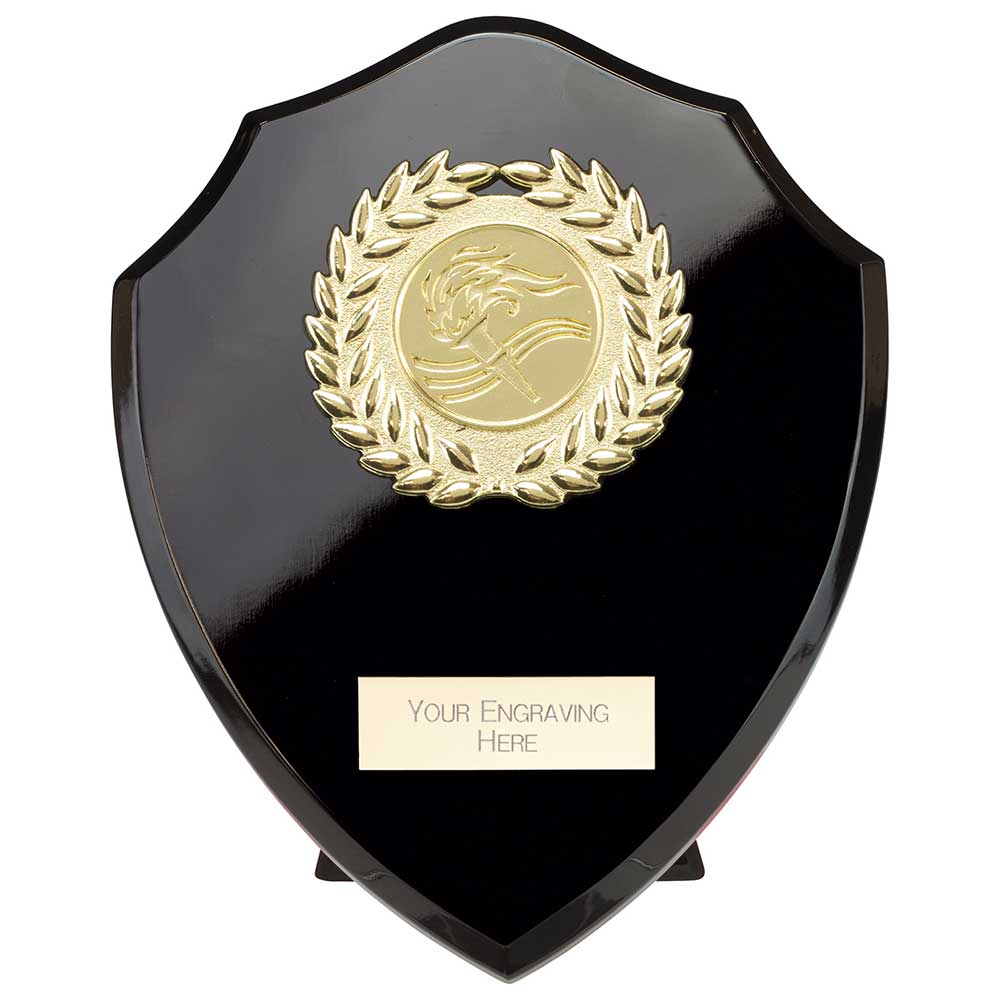 Victory Award Wreath Wooden Shield - Epic Black