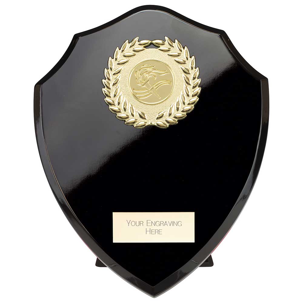 Victory Award Wreath Wooden Shield - Epic Black