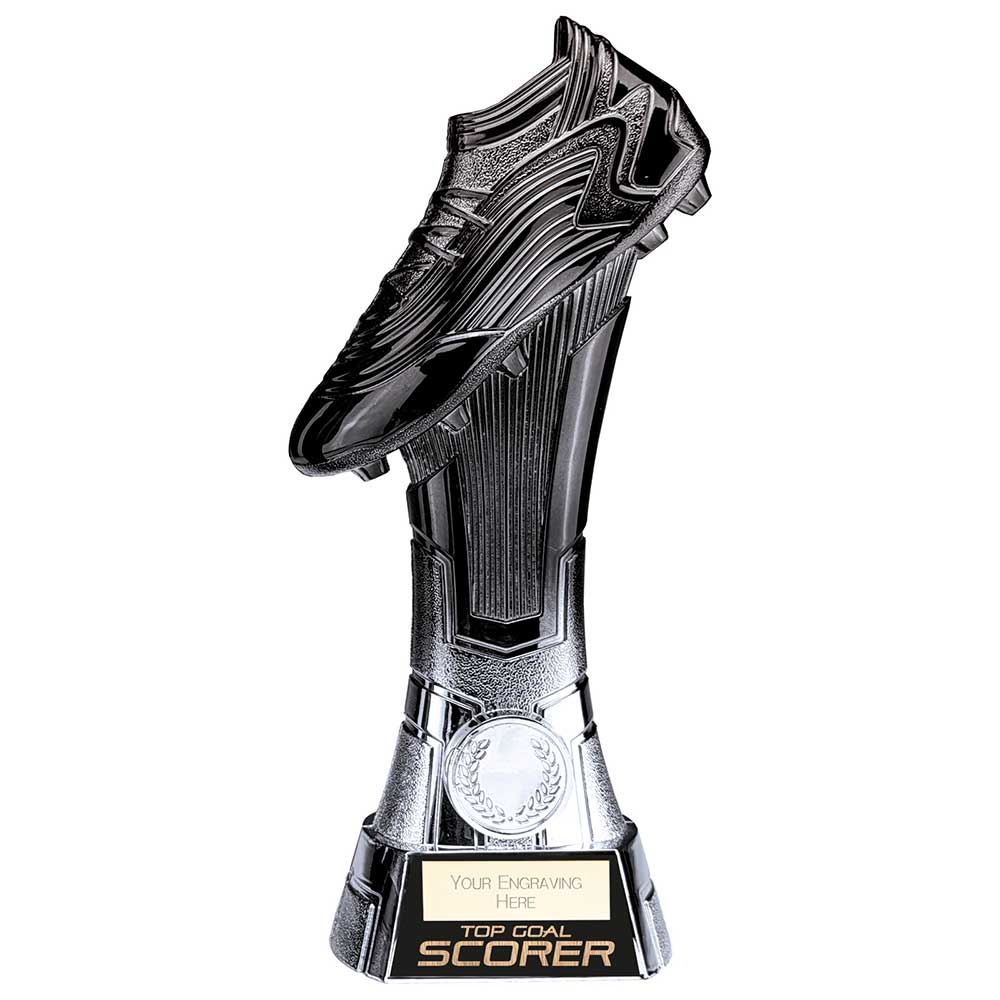 Rapid Strike Football Boot Award - Top Goal Scorer Carbon Black & Ice Platinum (250mm Height)