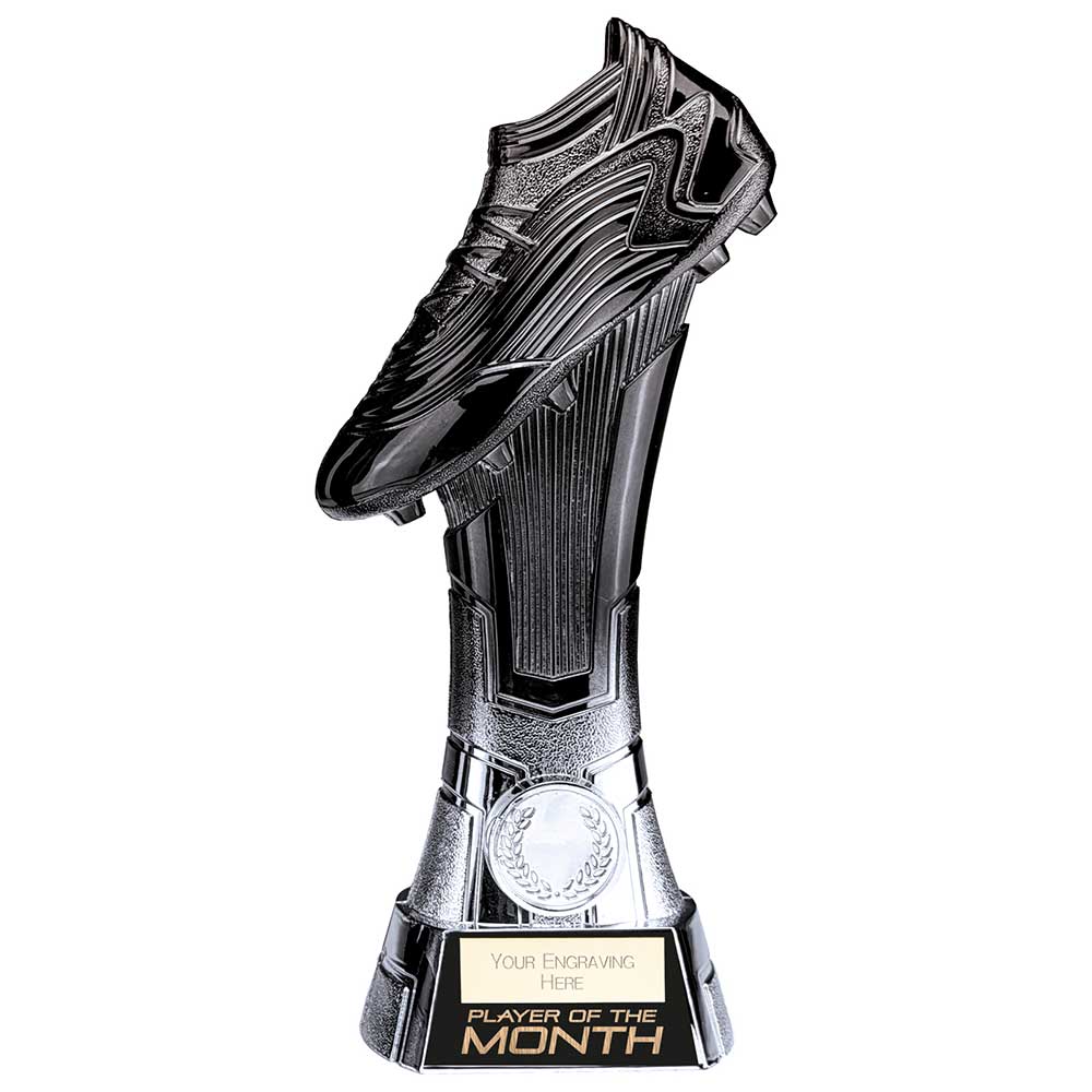 Rapid Strike Football Boot Award - Player of the Month Carbon Black & Ice Platinum (250mm Height)