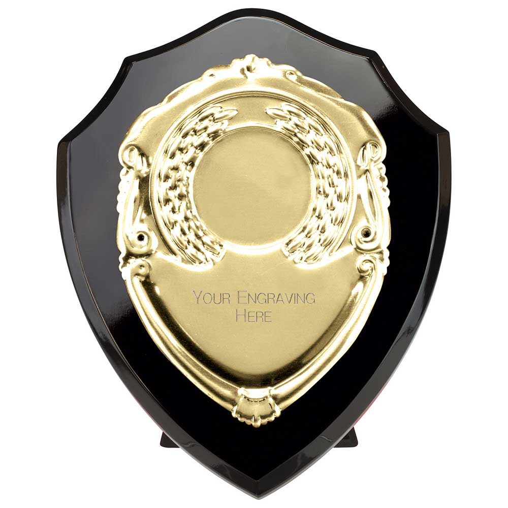 Aegis Wooden Shield with Engraved Front - Epic Black & Gold