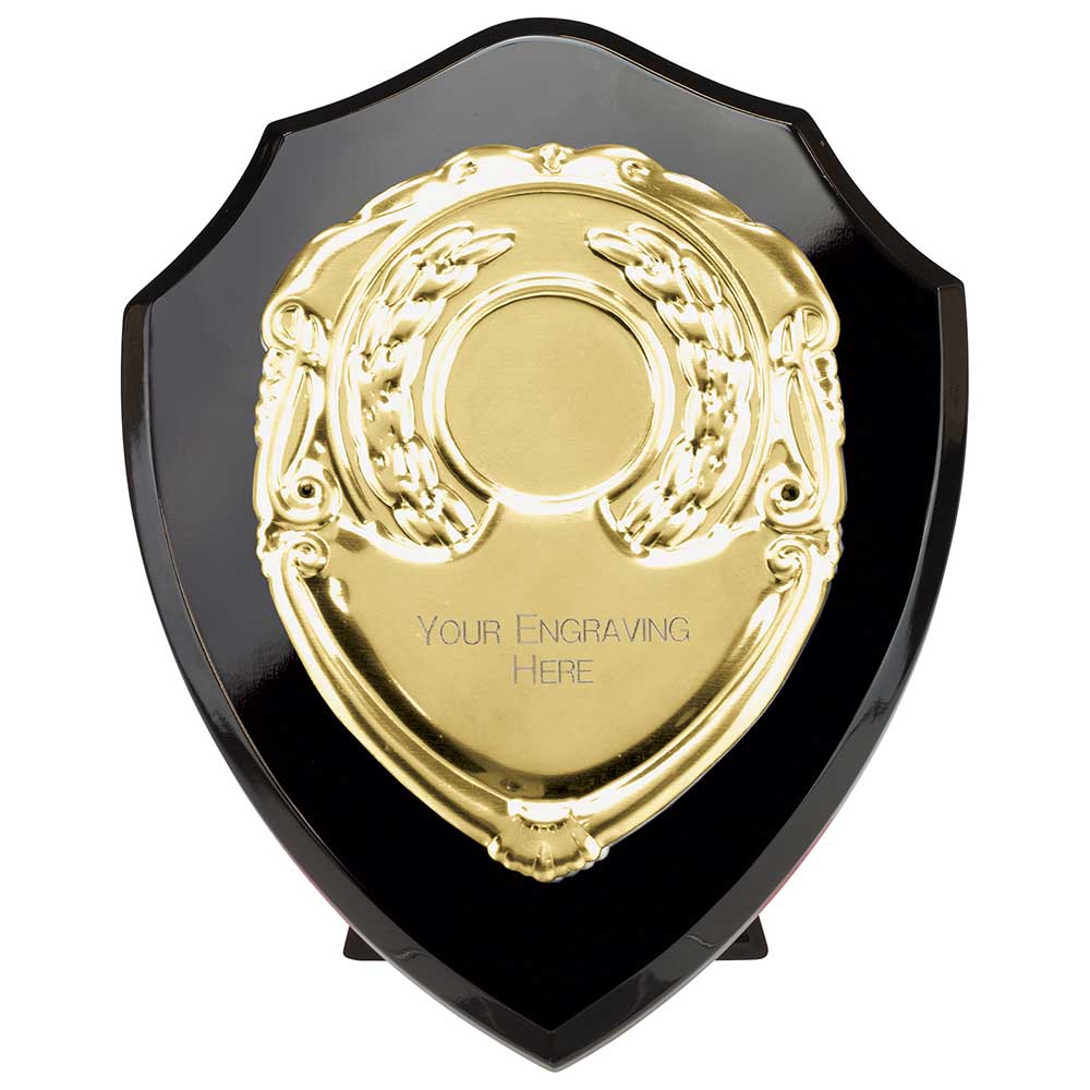 Aegis Wooden Shield with Engraved Front - Epic Black & Gold