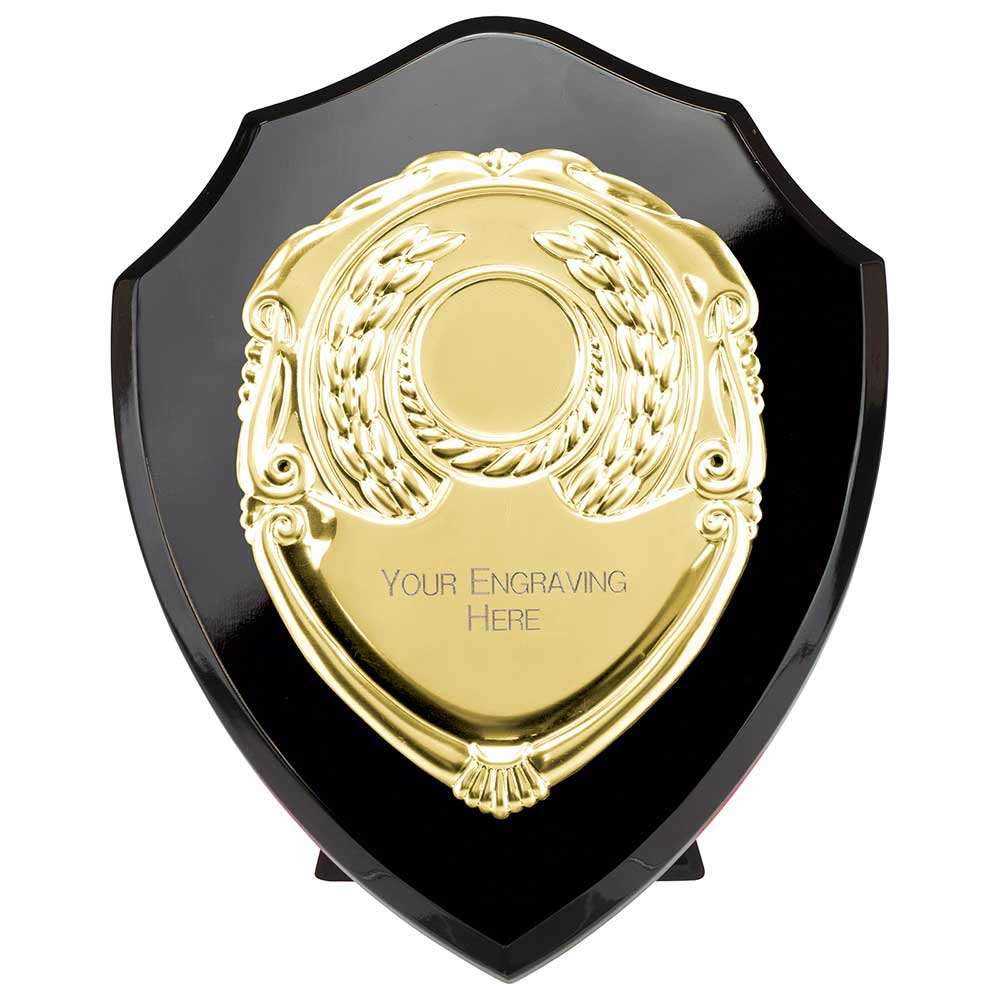 Aegis Wooden Shield with Engraved Front - Epic Black & Gold