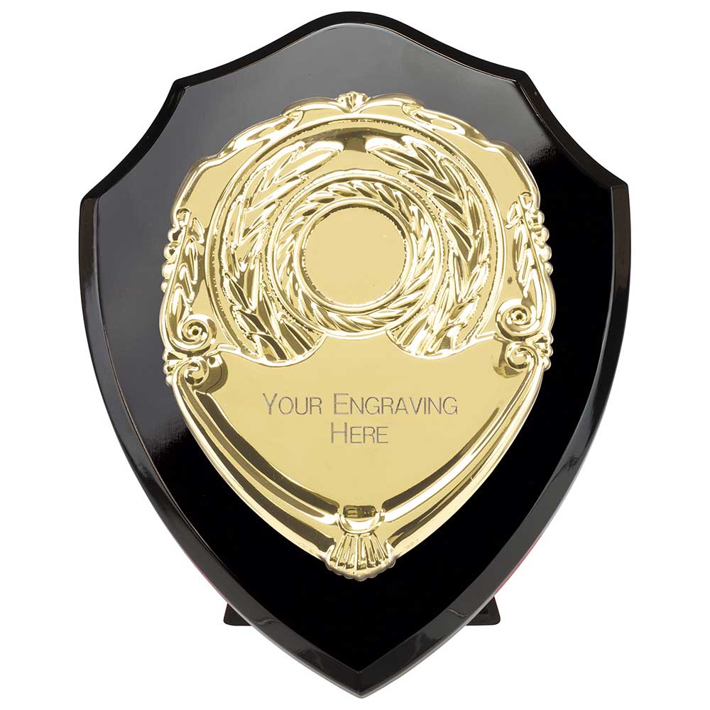 Aegis Wooden Shield with Engraved Front - Epic Black & Gold