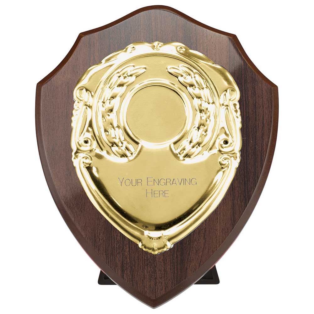 Aegis Wooden Shield with Engraved Front - Cracked Cherry & Gold