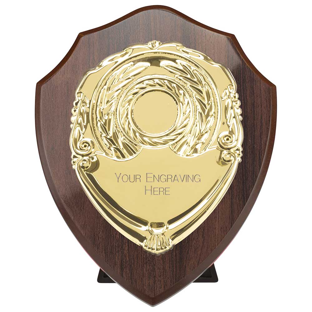 Aegis Wooden Shield with Engraved Front - Cracked Cherry & Gold