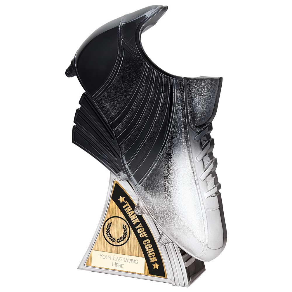 Power Boot Football Award - Thank You Coach - Black to Platinum