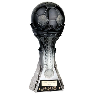 King Football Series Player of the Match Award - Black to Platinum (250mm Height)