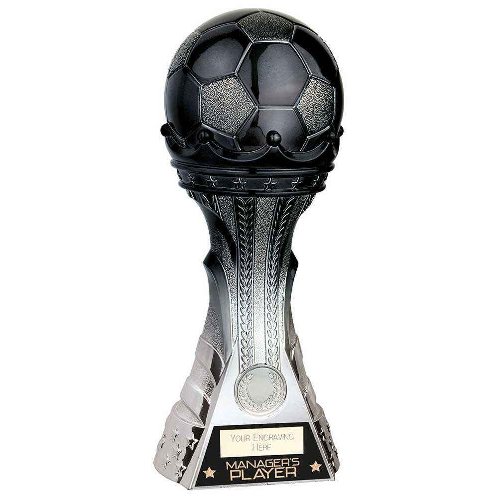King Football Series Managers Player Award - Black to Platinum (250mm Height)