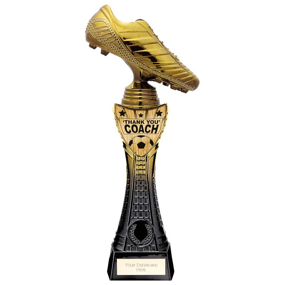 Fusion Viper Boot Football Award - Thank You Coach - Black & Gold