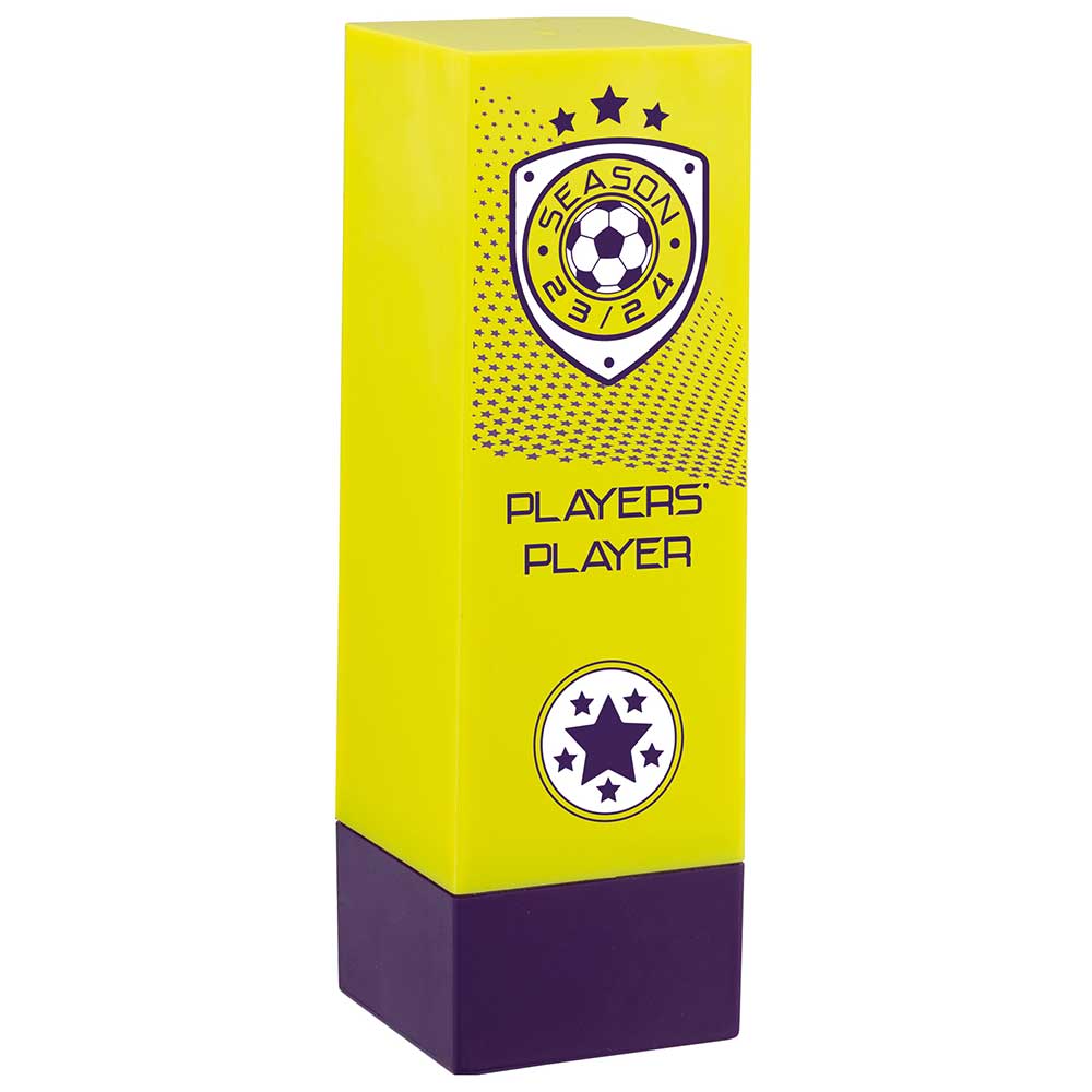 Prodigy Premier Football Tower - Players Player Award - Yellow & Purple (160mm Height)