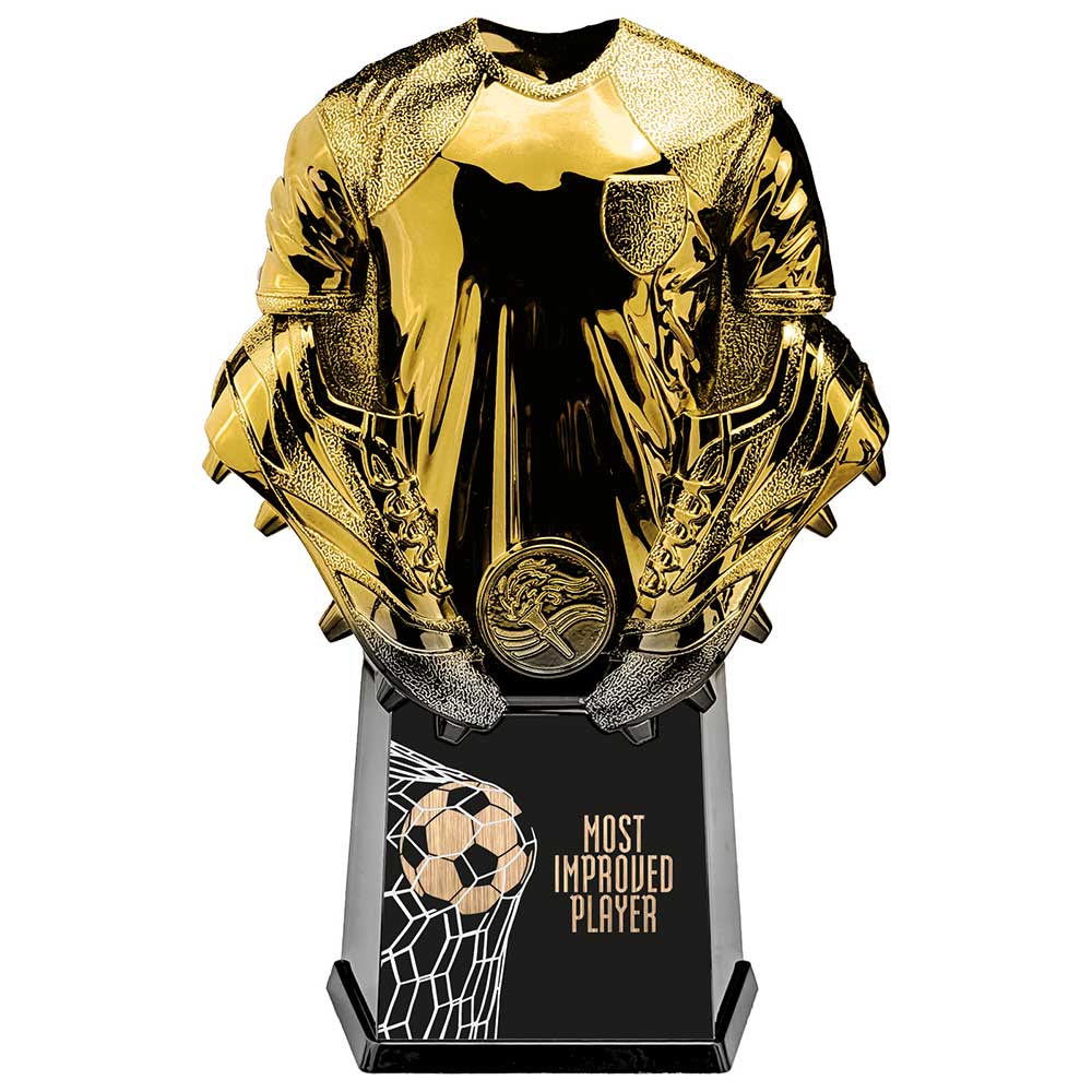 Invincible Shirt Football Award - Most Improved Gold (220mm Height)