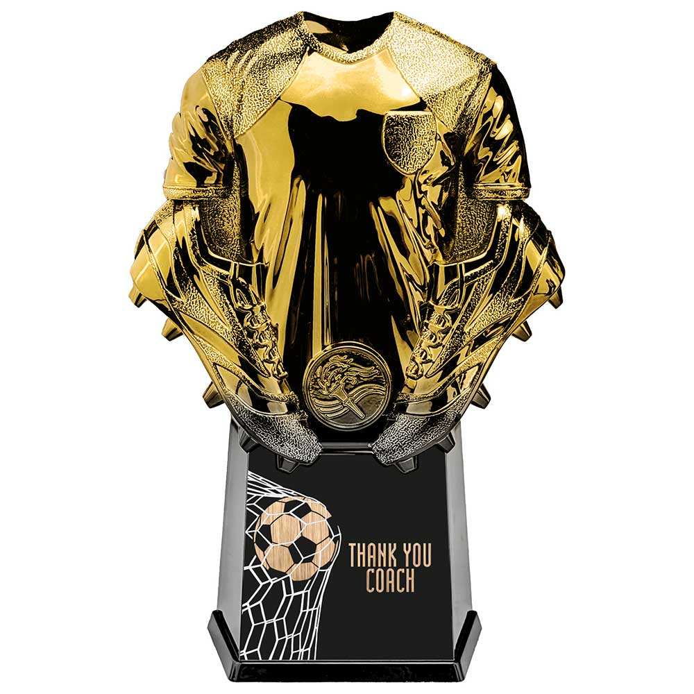 Invincible Shirt Football Award - Thank You Coach Gold (220mm Height)