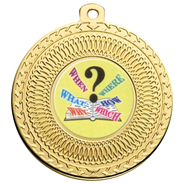 Quiz Gold Swirl 50mm Medal