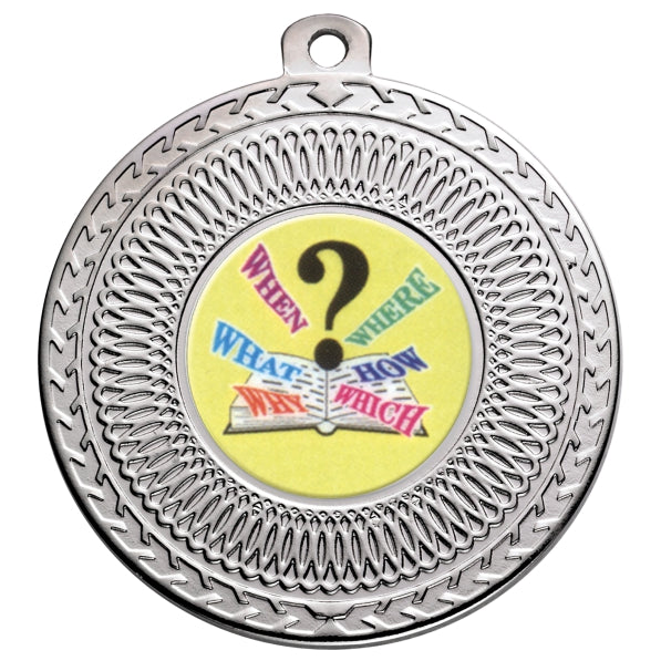 Quiz Silver Swirl 50mm Medal
