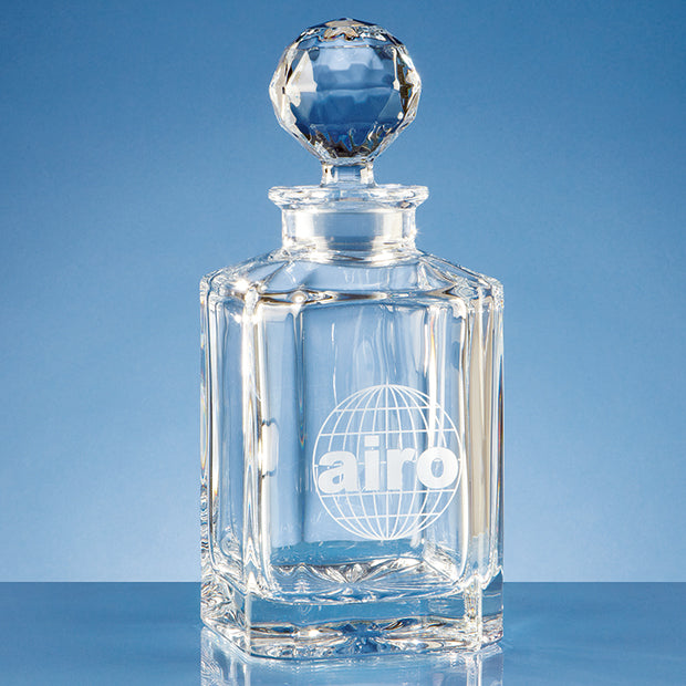 Engraved Crystal Plain Square Whisky Decanter