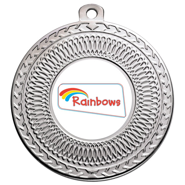 Rainbows Silver Swirl 50mm Medal