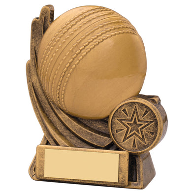 4" Motion Cricket Ball Resin Trophy with Personalised Plate and 1" Centre
